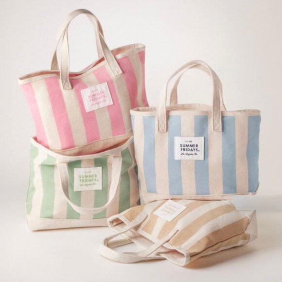 NWT Summer Fridays Mini Travel Tote Bag (Limited Edition, Cotton, Green) - Picture 12 of 13